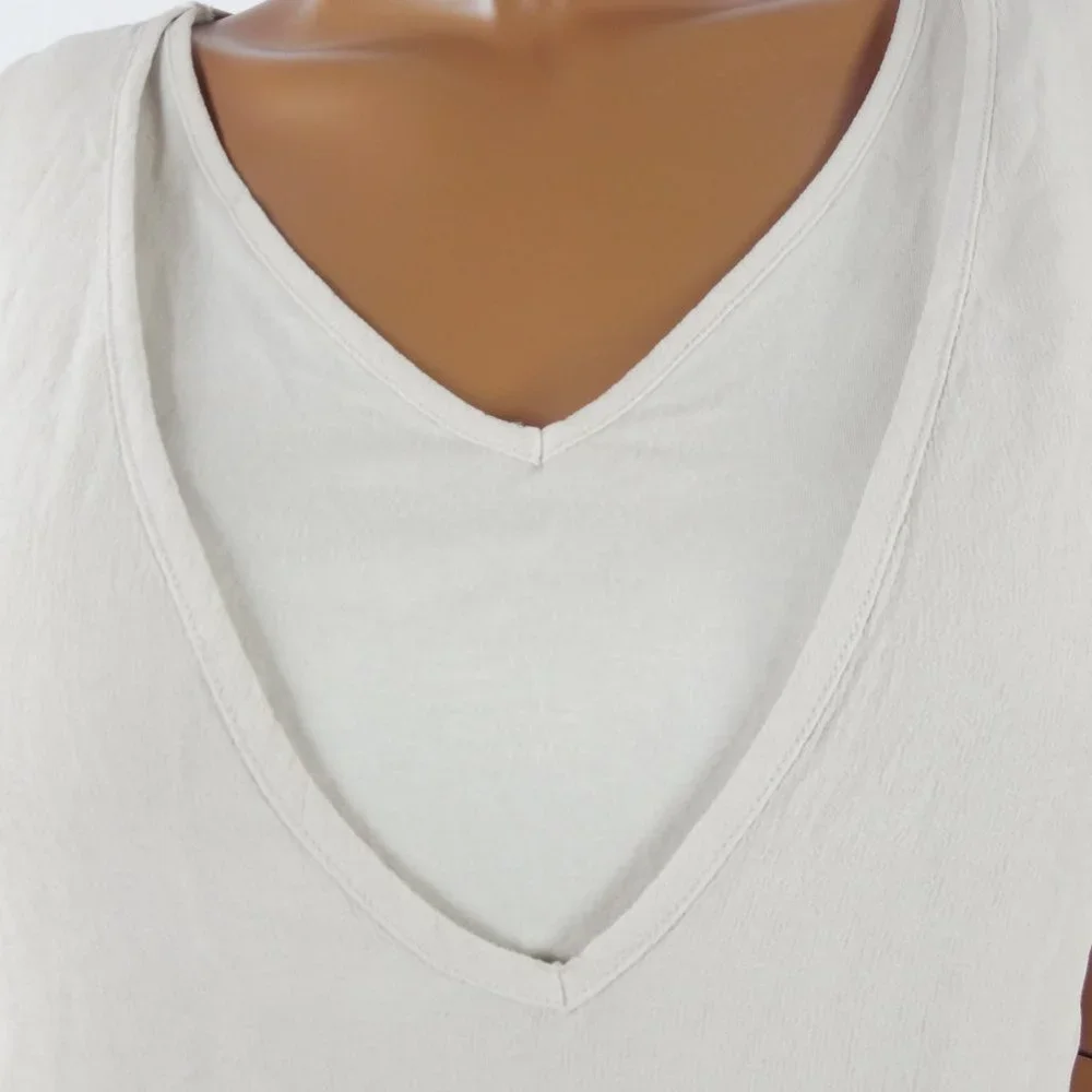 CHICO'S Top M Sz 1 Beige/Tan Knit Tunic Blouse Chiffon Overlay Relaxed Fit - Picture 3 of 11